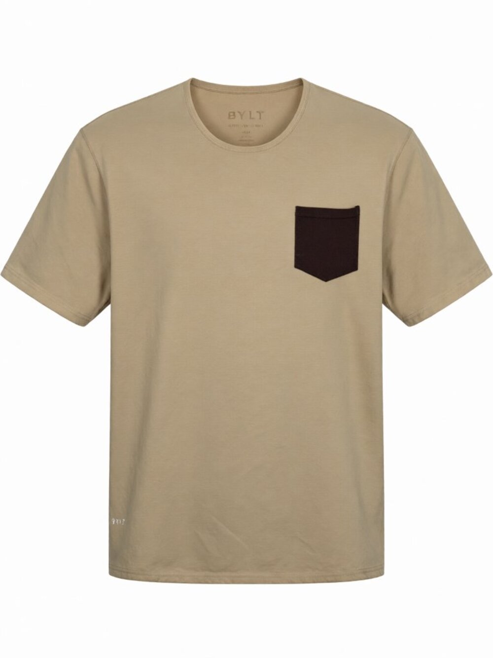 BYLT Beige Brown Men's Drop Cut Crew Neck T-Shirt Beige M Cotton Blend